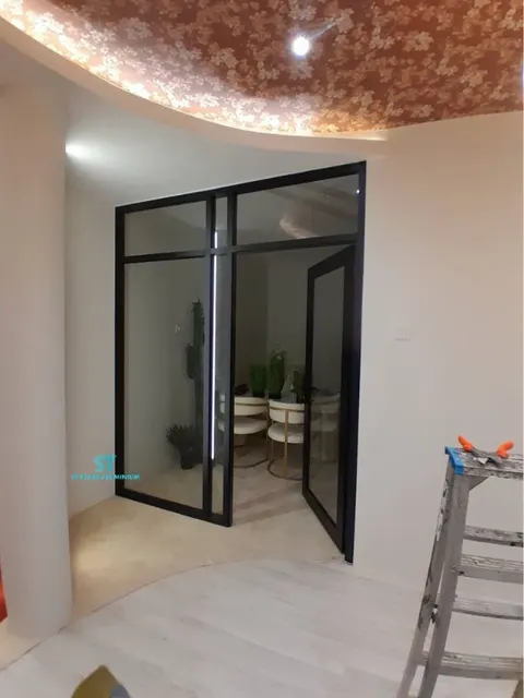 Fixed Glass With Swing Door — Glass Partition & Glass Work by ST Glass Aluminium thumbnail 1