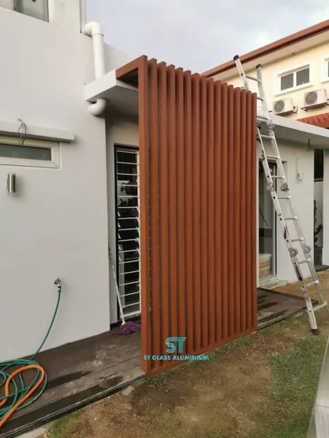 Aluminium Hollow  Wood Colour — Louvred & Aluminium Hollow by ST Glass Aluminium thumbnail 1