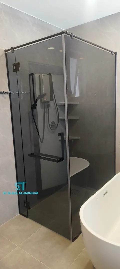 Euro Grey Glass Shower Screen — Shower Screen by ST Glass Aluminium thumbnail 3