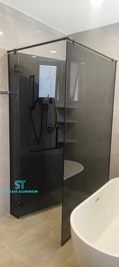 Euro Grey Glass Shower Screen — Shower Screen by ST Glass Aluminium thumbnail 2
