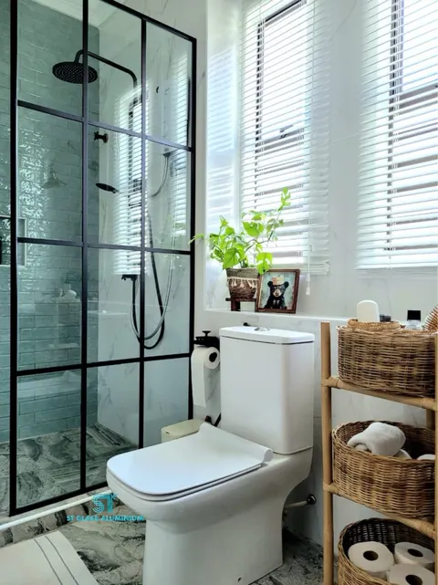 Lattice Shower Screen — Shower Screen by ST Glass Aluminium thumbnail 2