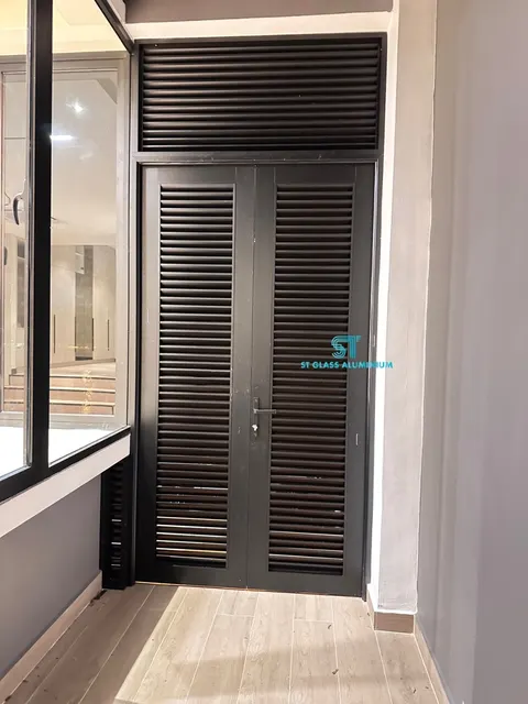 Louvred Double Swing Door — Swing Door by ST Glass Aluminium thumbnail 3