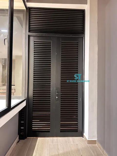 Louvred Double Swing Door — Swing Door by ST Glass Aluminium thumbnail 2