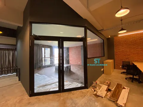 Shopfront Swing Door — Office Glass Partition by ST Glass Aluminium thumbnail 2