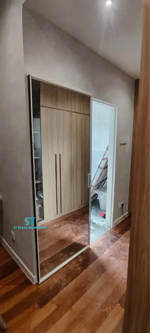 Ghost Sliding Door With Mirror — Trackless Sliding Door by ST Glass Aluminium thumbnail 2