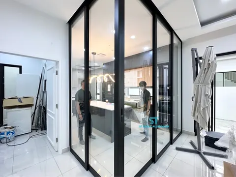 Hanging Sliding Door — Trackless Sliding Door by ST Glass Aluminium thumbnail 1