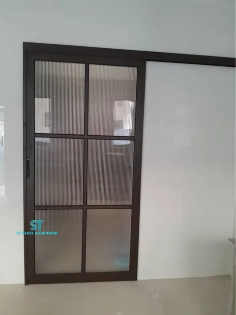 Hanging Sliding Door Rib Glass — Trackless Sliding Door by ST Glass Aluminium thumbnail 3