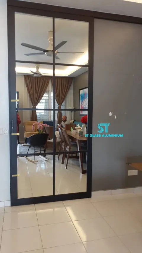 Mirror Hanging Sliding Door — Trackless Sliding Door by ST Glass Aluminium thumbnail 1