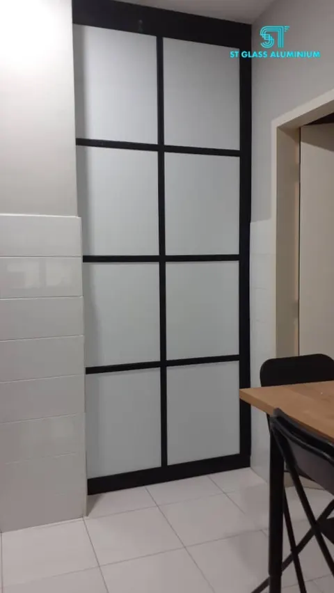 Mirror Hanging Sliding Door — Trackless Sliding Door by ST Glass Aluminium thumbnail 2
