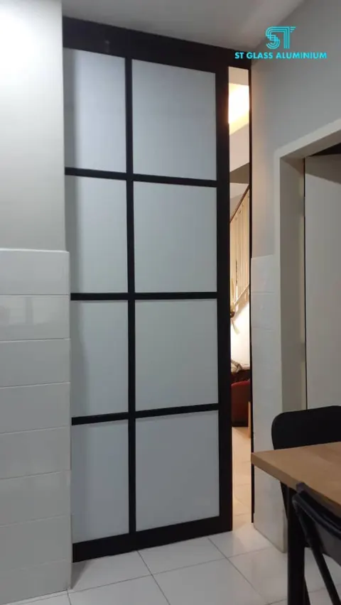 Mirror Hanging Sliding Door — Trackless Sliding Door by ST Glass Aluminium thumbnail 3
