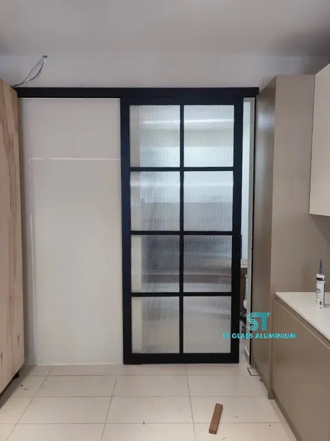 Rib Glass Hanging Door — Trackless Sliding Door by ST Glass Aluminium thumbnail 1
