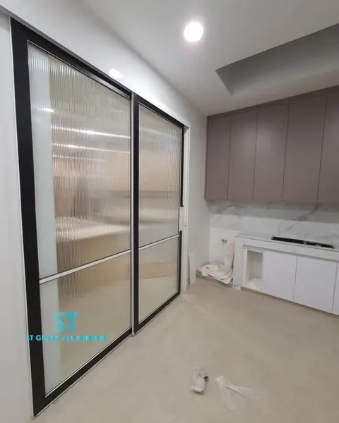 Rib Glass Hanging Door — Trackless Sliding Door by ST Glass Aluminium thumbnail 1