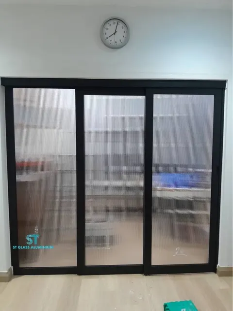 Rib Glass Hanging Sliding Door — Trackless Sliding Door by ST Glass Aluminium thumbnail 3