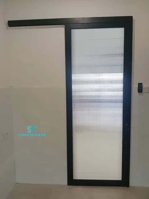 Rib Glass Hanging Sliding Door — Trackless Sliding Door by ST Glass Aluminium thumbnail 3