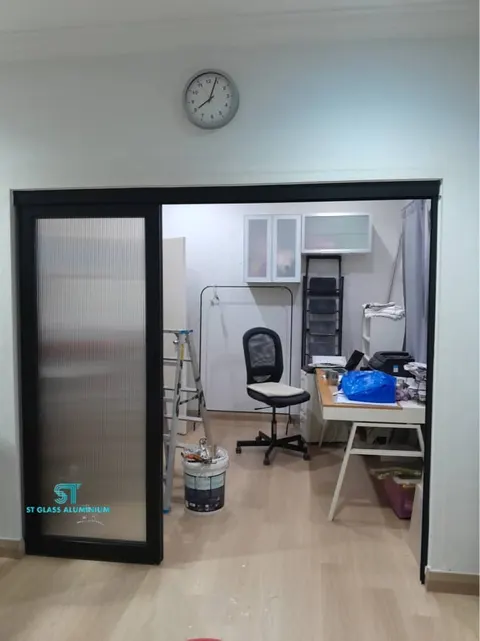 Rib Glass Hanging Sliding Door — Trackless Sliding Door by ST Glass Aluminium thumbnail 2