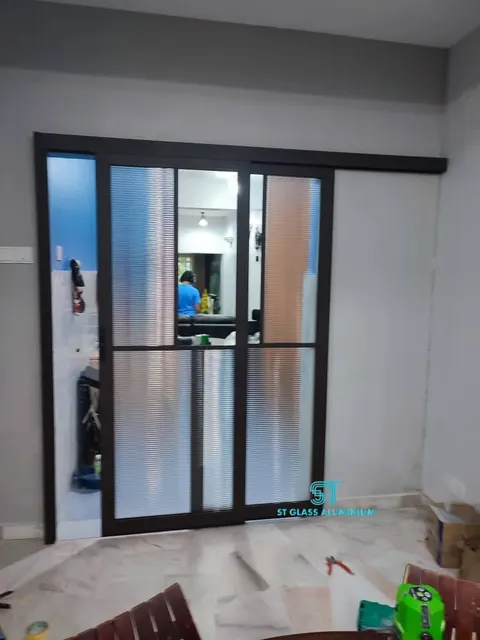 Rib Glass Hanging Sliding Door — Trackless Sliding Door by ST Glass Aluminium thumbnail 1