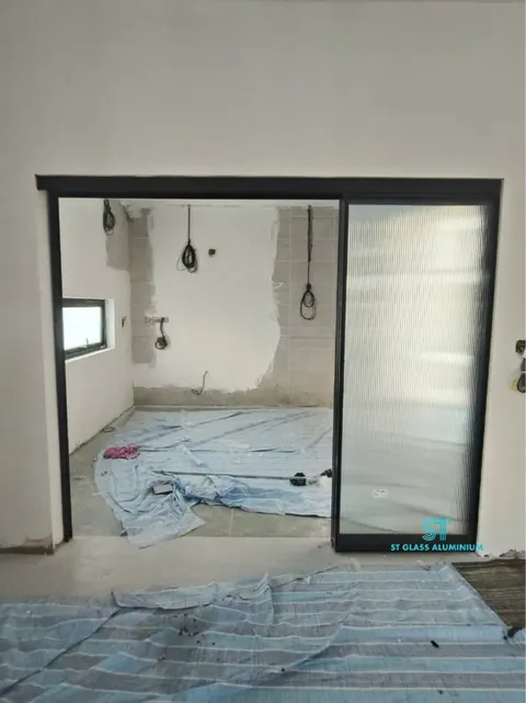 Rib Glass Slim Hanging Sliding Door — Trackless Sliding Door by ST Glass Aluminium thumbnail 2
