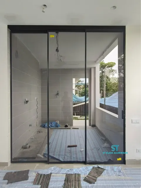 Slim Hanging Sliding Door — Trackless Sliding Door by ST Glass Aluminium thumbnail 2
