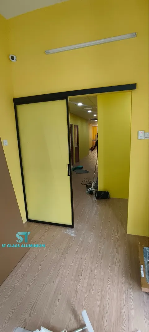 Slim Hanging Sliding Door — Trackless Sliding Door by ST Glass Aluminium thumbnail 3