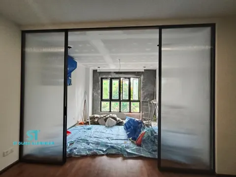 Slim Hanging Sliding Door — Trackless Sliding Door by ST Glass Aluminium thumbnail 4
