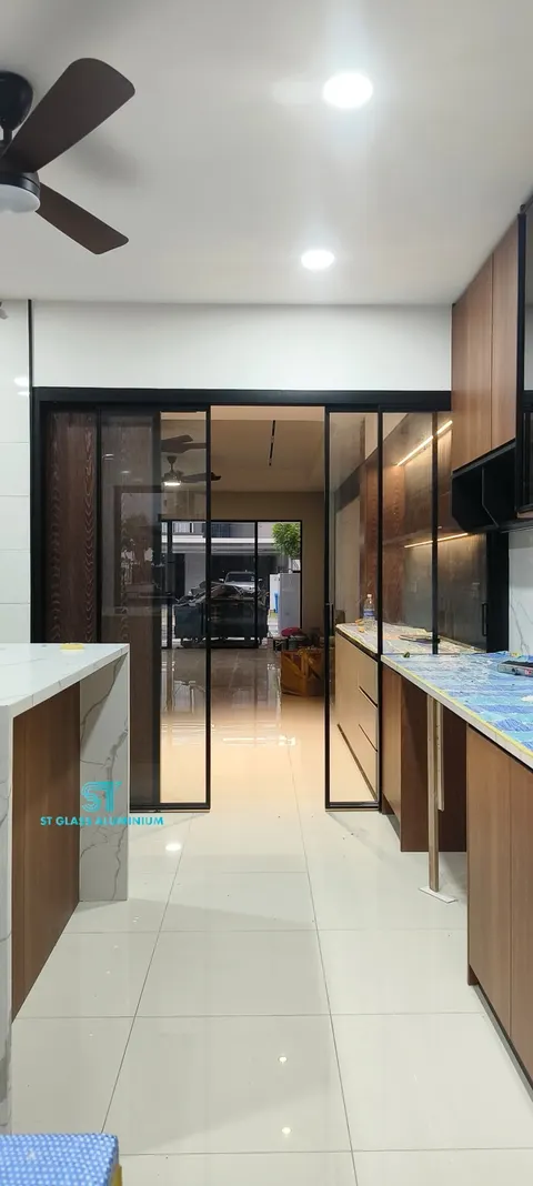 Slim Hanging Sliding Door — Trackless Sliding Door by ST Glass Aluminium thumbnail 2