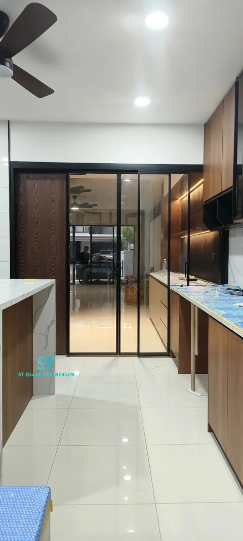 Slim Hanging Sliding Door — Trackless Sliding Door by ST Glass Aluminium thumbnail 4