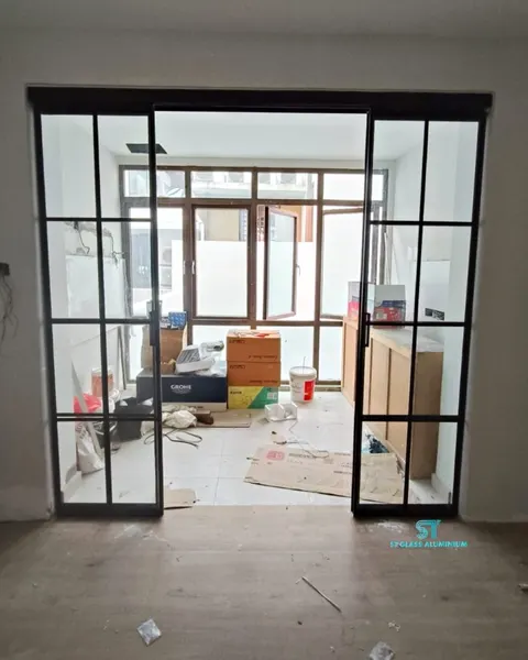 Slim Hanging Sliding Door — Trackless Sliding Door by ST Glass Aluminium thumbnail 2