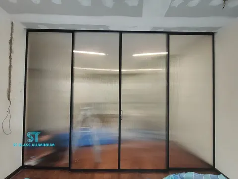 Slim Hanging Sliding Door — Trackless Sliding Door by ST Glass Aluminium thumbnail 2