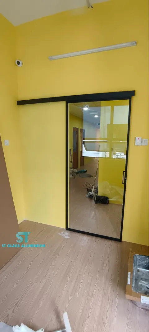 Slim Hanging Sliding Door — Trackless Sliding Door by ST Glass Aluminium thumbnail 2