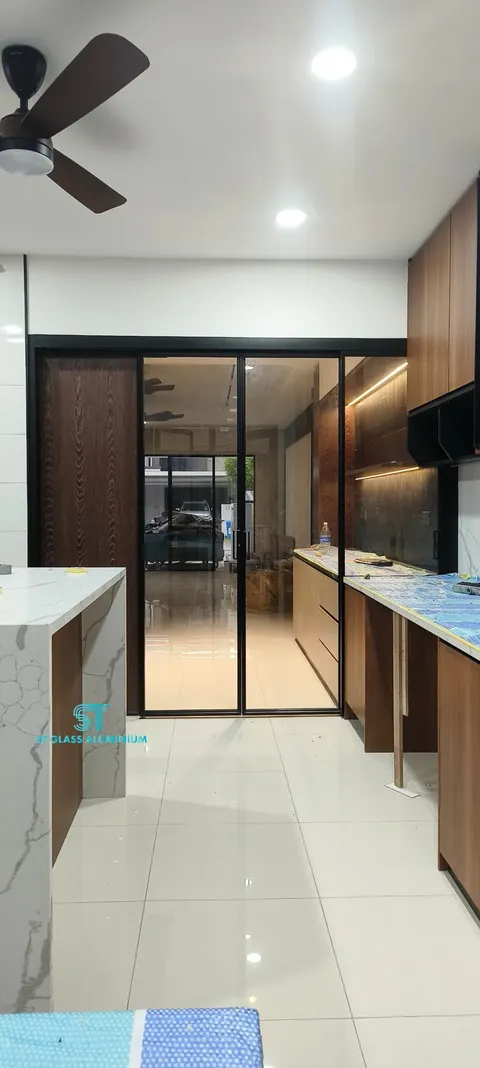 Slim Hanging Sliding Door — Trackless Sliding Door by ST Glass Aluminium thumbnail 3