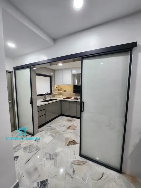Slim Hanging Sliding Door — Trackless Sliding Door by ST Glass Aluminium thumbnail 2